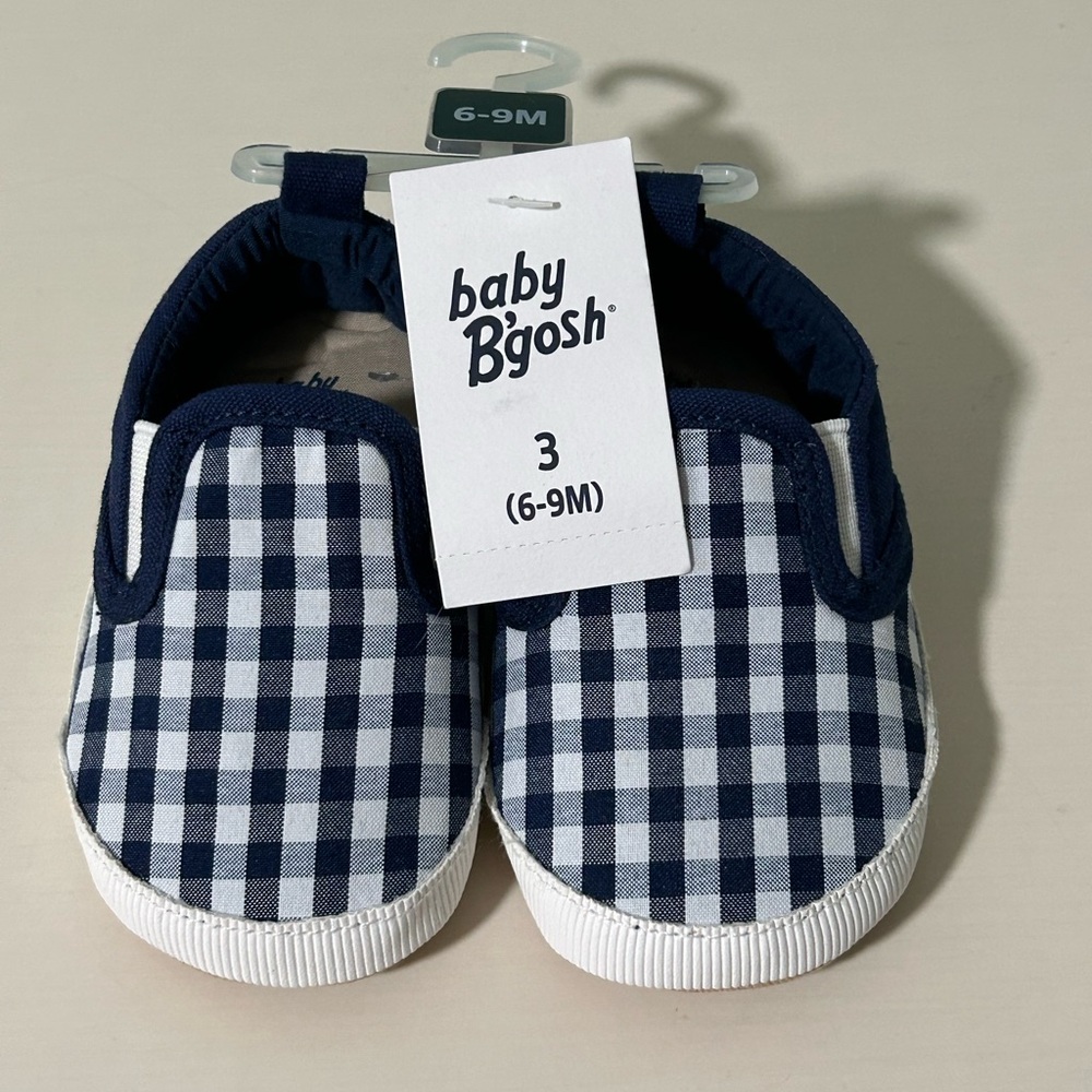 Navy Plaid Baby Shoes